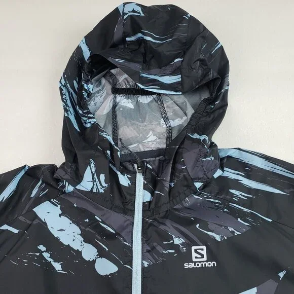 Salomon Agile Hooded Windbreaker Jacket Womens Medium Gray Active Full Zip Run - Picture 2 of 12